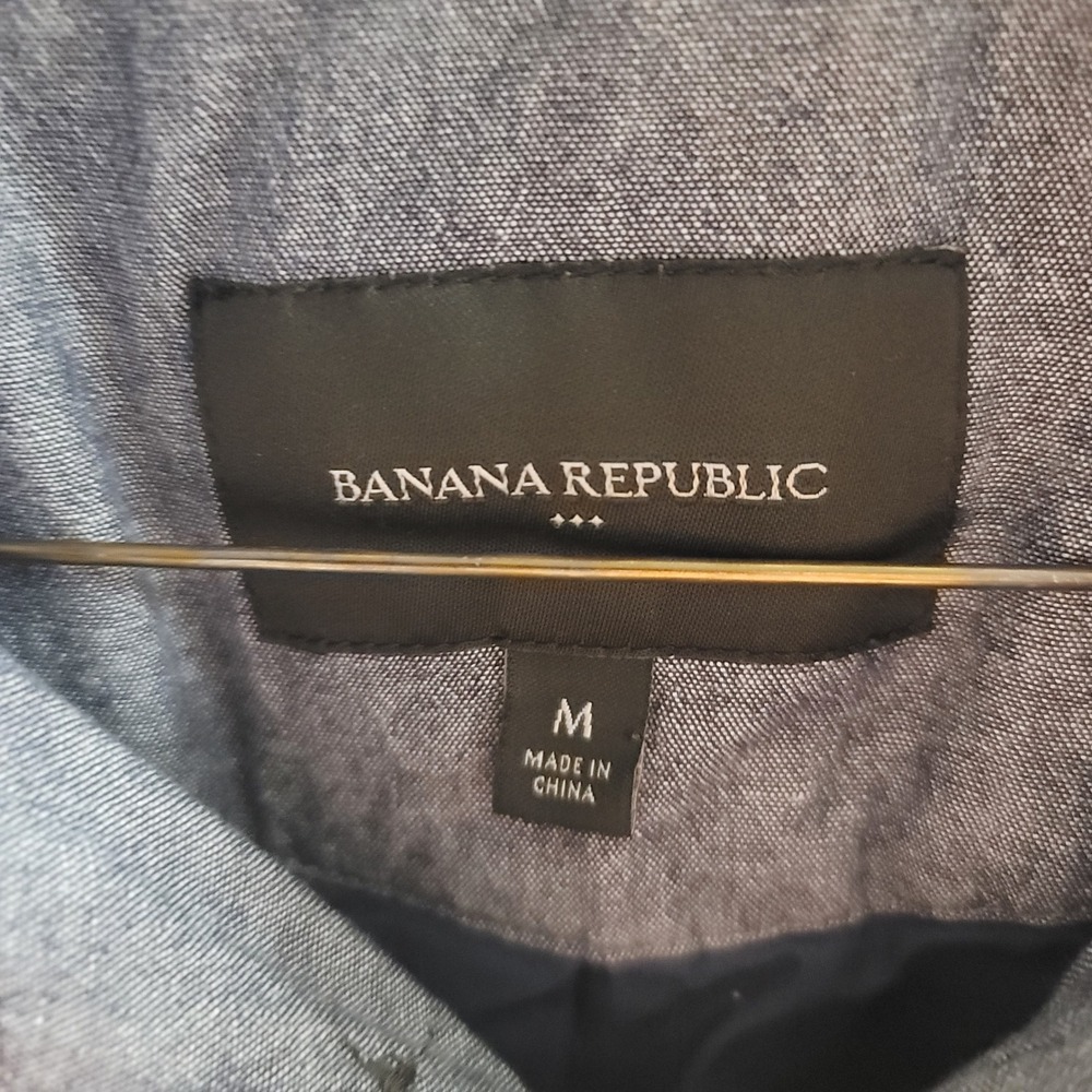Banana Republic Men's Gray Chambray Utility Jacket Zip Front Button Pocket M - Picture 6 of 6